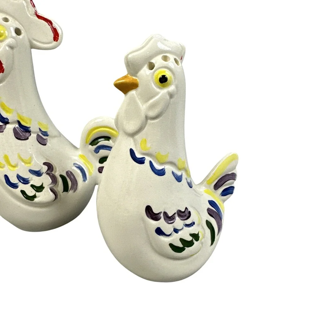 Vintage‎ Rooster Hen Salt Pepper Shakers Japan Farmhouse Ceramic Set